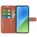 Miniatyrbilde 2 av 5: For Xiaomi 15 Deksel Litchi Tekstur Støtsikkert Lær Lommebok Telefondeksel Brown