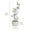 Miniatyrbillede 4 af 4: Simulerede potteplanter, falske blomster, bonsai, simulerede vintersødgrene, bonsai, simulerede blommeblomster, kunstige blomster White