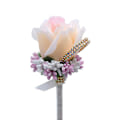 Miniatyrbillede 3 af 4: 2 stk. Rose Boutonniere, Bryllupscorsage, Håndlavet Kunstig Boutonniere Milky White
