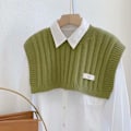 Miniatyrbilde 5 av 5: Dame falsk krage Avtakbar halv strikket sjal Air-Conditio Olive green 37cm