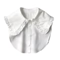 Pikkukuva 2 / 4: Naisten tekoviulus Syksy Talvi Uusi Rypytetty Tekopaita Pitsi White ruffled round neck