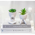 Miniatyrbillede 3 af 5: 2 stk. menneskeformede kunstige potteplanter, kontorindretning til kvinder og mænd, små falske planter til soveværelse og badeværelse, sød falsk sukkulent til skrivebordet