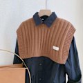 Miniatyrbilde 1 av 5: Dame falsk krage Avtakbar halv strikket sjal Air-Conditio Caramel color 37cm