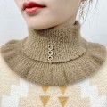 Miniatyrbilde 1 av 5: Dame falsk krage Avtakbar halv Pullover Vinter Tykk Varm Camel