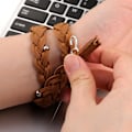 Pikkukuva 4 / 4: Musta Musta yhteensopiva Fitbit Charge 2 Weave -nahkakellon ranneke