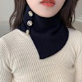 Miniatyrbilde 1 av 5: Dame falsk krage Avtakbar halv Strikket Knapp Pullover Sc Black 21cm
