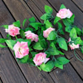 Miniatyrbillede 9 af 11: 2,4 m Kunstig Blomstrende Silke Rose Blomster Ranke Efeu Hjem Bryllupsdekoration Purple