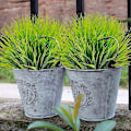 Miniatyrbilde 5 av 5: 8 Bunter Kunstige Fake Blomster UV-bestandige Busker Planter, Falsk Plast Grønt Green 8