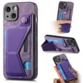 Etui til iPhone 16 Pro Lilla Multi-vinkel slide stand læderpung med kortholder læder