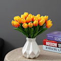 Pikkukuva 2 / 4: Keinotekoiset tulppaanikukat, 20 kpl 34 cm keinotekoisia lateksitulppaaneja kodin, huoneen, toimiston, juhlien ja häiden koristeluun, valkoinen Orange