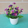 Miniatyrbillede 4 af 5: Kunstig Blomst i Potte Festdekoration Plast DIY Kunstig Blomst i Potte til Fest Red