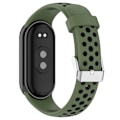 Pikkukuva 2 / 5: Armeijanvihreä Musta Armeijanvihreä Musta Teräspistoke Silikoni Kellonranneke yhteensopiva Xiaomi Mi Band 8:n kanssa