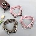 Miniatyrbillede 2 af 5: Dame falsk krave Plaid/Brun Hmade Rhinestone Ornament Smal Brown front buckle
