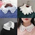 Miniatyrbilde 2 av 5: Dame falsk krage Avtakbar halv Chiffon Matchende Skjorte Fas Black lace petal collar-one size