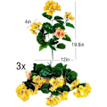 Miniatyrbillede 4 af 5: Pakke med 3 50 cm Kunstig Geranium Blomsterbusk Silkeplante Hjem Hængende Haveindretning UV-sikker Geranium flower Yellow 6