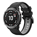 Miniatyrbillede 1 af 5: Sort Grå Sort Grå Tofarvet Silikone Urrem kompatibel med Garmin Fenix 6x