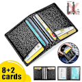 Miniatyrbild 2 av 5: Korthållare i läder för män med RFID-skydd, smal plånbok och pengaförvaring Black