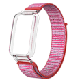 Miniatyrbillede 2 af 5: Brilliant Pink Brilliant Pink PC-etui + Nylon Loop-rem kompatibel med Xiaomi Mi Band 7 Pro