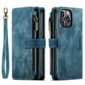 Etui til iPhone 16 Pro, blå flip-pung med kortholder