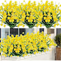 Miniatyrbillede 1 af 5: 8 Bundter Kunstige Fake Blomster UV-bestandige Buske Planter, Falsk Plastik Grønt Yellow 8