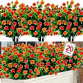 Miniatyrbillede 1 af 5: 20 Bundter Udendørs Kunstige Blomster - UV-resistente Falske Planter til Hjemmehavedekoration (Orange)