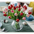 Miniatyrbilde 2 av 5: 10 Fantastiske Realistiske Touch PU Kunstige Tulipaner Bukett Med Stilk - Gul red