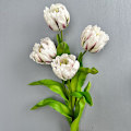 Miniatyrbilde 2 av 6: PU Papegøye Tulipan Hjemmeinnredning Foto Rekvisitt Falsk Blomst for Resepsjonsdisk Myk Berøring Hydrerende Tulipan Kunstig Blomst PU four-layer tulip dark blue