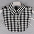 Miniatyrbilde 4 av 4: Dame falsk krage vår, høst vinter rutete stripete skjorte Houndstooth round neck