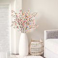 Miniatyrbillede 5 af 5: 4 stk. Kunstige Kirsebærblomster, Silke Ferskenblomster Fake Planter Arrangement til DIY Have Hjem Bryllupsfest Indretning Pink Pink-white