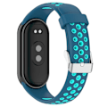 Miniatyrbild 2 av 5: Blå Teal Blå Teal Stålplugg Silikon Armbandsrem kompatibel med Xiaomi Mi Band 8