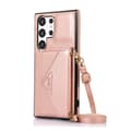 Fodral för iPhone 15 Pro Max Roséguld Plånbok med Korthållare läder