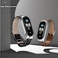 Miniatyrbillede 4 af 5: Sort Sølv Sort Sølv kompatibel med Xiaomi Mi Band 6 / 5 / 4 / 3 læderrem