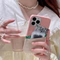 Etui til iPhone 15plus Lys pink + khaki Krokodillemønsterpung med kortholder lædertekstur