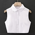 Miniatyrbilde 5 av 5: Falsk krage for kvinner, avtakbar spiss rund hals, moteriktig Vest white pointed collar L size