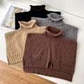 Miniatyrbilde 3 av 5: Dame falsk krage Avtakbar halv sjal Allsidig ensfarget Coffee color