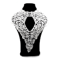 Miniatyrbilde 1 av 5: Dame falsk krage Avtakbar halv Polyester Filamentering Co White