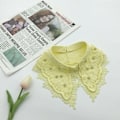 Miniatyrbilde 1 av 5: Dame falsk krage Avtakbar halv H-sydd Perlebrodert Yellow