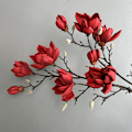Miniatyrbild 1 av 6: Faux EVA Magnolia Blomma, Falsk Magnolia Heminredning, Skum Multi-Huvud Magnolia Wabi-Sabi Stil Konstgjord Blomma Five-headed magnolia autumn red