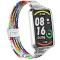 Miniatyrbillede 2 af 4: Regnbue Flettet Nylon Spænde Urrem kompatibel med Xiaomi Mi Band 7 Pro