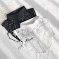 Miniatyrbilde 4 av 5: Dame falsk krage Avtakbar halv Chiffon Matchende Skjorte Fas White lace woven collar-average size