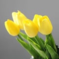 Miniatyrbilde 5 av 5: 10 Fantastiske Realistiske Touch PU Kunstige Tulipaner Bukett Med Stilk - Gul yellow