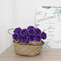 Miniatyrbillede 3 af 4: Kunstig Rose 10 stk. Åben Blomsterbuket Falske Rosestængler Falske Silke Blomster (Brændt Orange) Purple