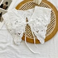 Miniatyrbilde 1 av 5: Dame falsk krage Avtakbar halv Avtakbar 'S Allsidig Embroidered rose-White