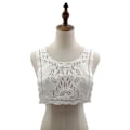 Miniatyrbilde 1 av 5: Dame falsk krage Avtakbar halv Brodert DIY Blonder Acces White White