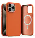 Fodral för iPhone 14 orange läder lädermönster Magnetisk