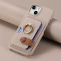 Fodral för iPhone 16pro Khaki Pebbled Enkel Plånbok med Korthållare Ring