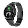 Miniatyrbillede 1 af 5: Sort Sort Stål Urrem kompatibel med Garmin Fenix 5X 26mm