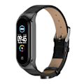 Miniatyrbillede 2 af 5: Sort Sort kompatibel med Xiaomi Mi Band 6 / 5 / 4 / 3 Læder Urrem