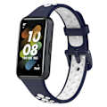 Miniatyrbillede 2 af 5: Mørkeblå Hvid Mørkeblå Hvid Åndbar Silikone Urrem kompatibel med Huawei Band 7 / 7 Nfc