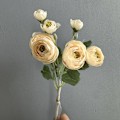 Miniatyrbilde 1 av 6: Kunstig 7-hodet Fløyelskamelia Peon Bryllupsdekor Flerlags Ranunkel Silkeblomst 7 Heads of Champagne